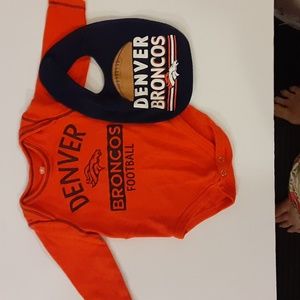 Bronco NFL Apparel orange/blue.. onesie 3/6 mos. bib infant.. Cotton/Polyester